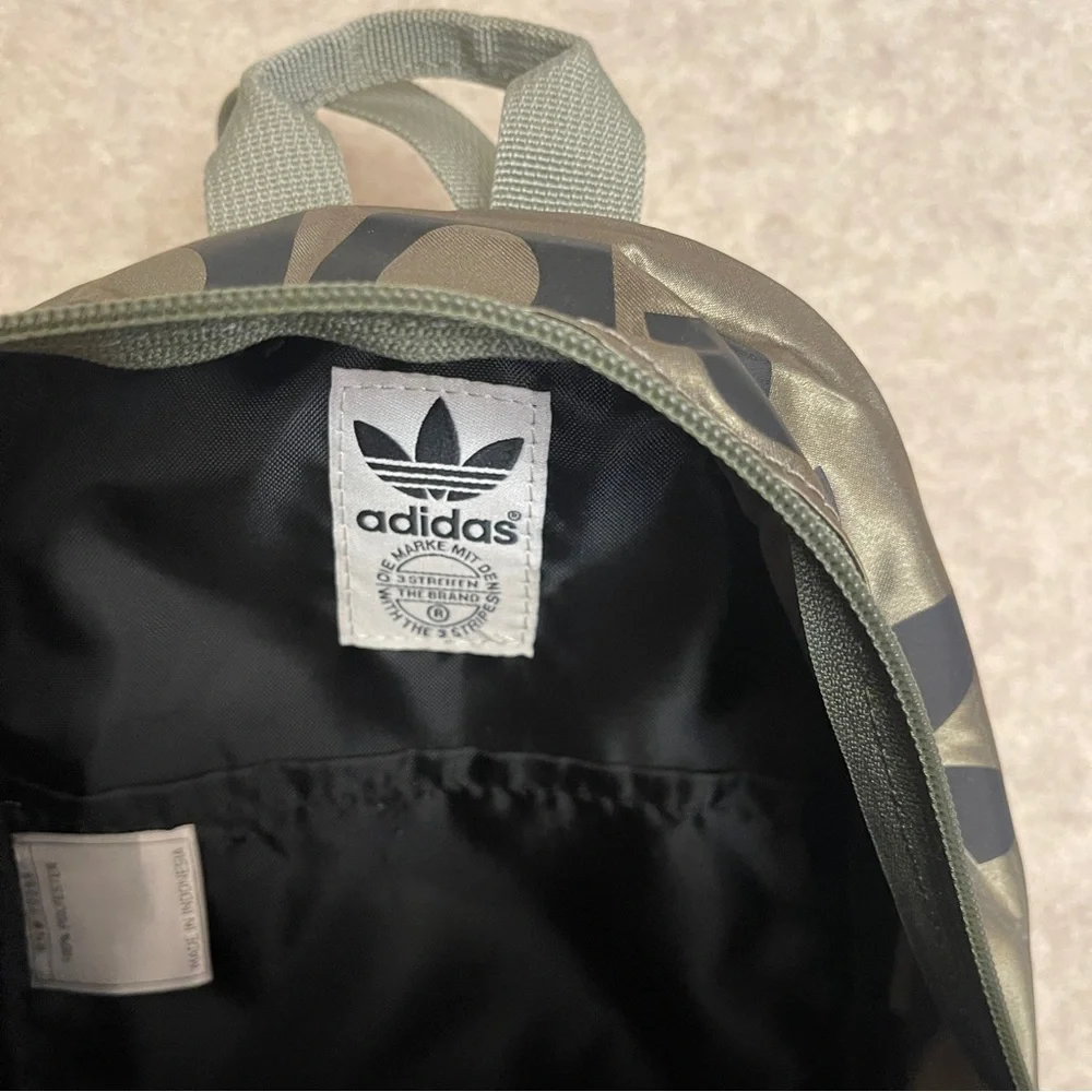 adidas Originals Santiago Mini Zip Backpack Satin Olive Green Black Logo